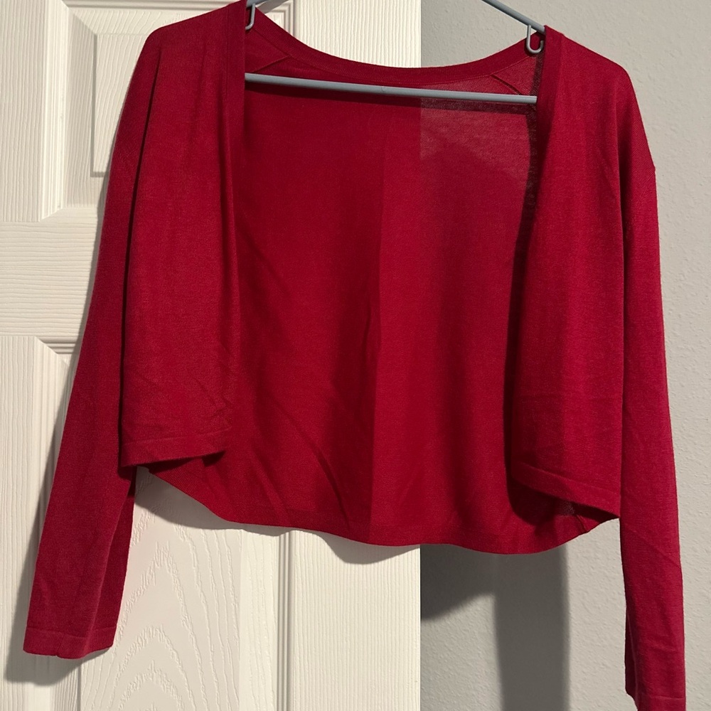 Red Cropped Cardigan